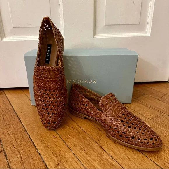 ✨🆕 NWB Margaux Andie cognac brown woven leather loafer, 38N - Picture 2 of 10
